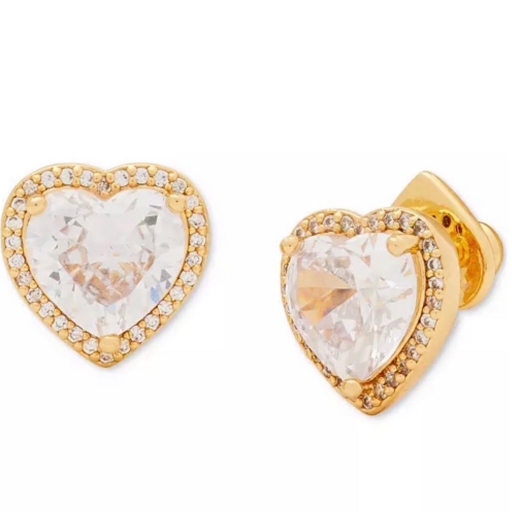 Kate Spade My Love Pavé Heart Cubic Zirconia Clear Studs BOX